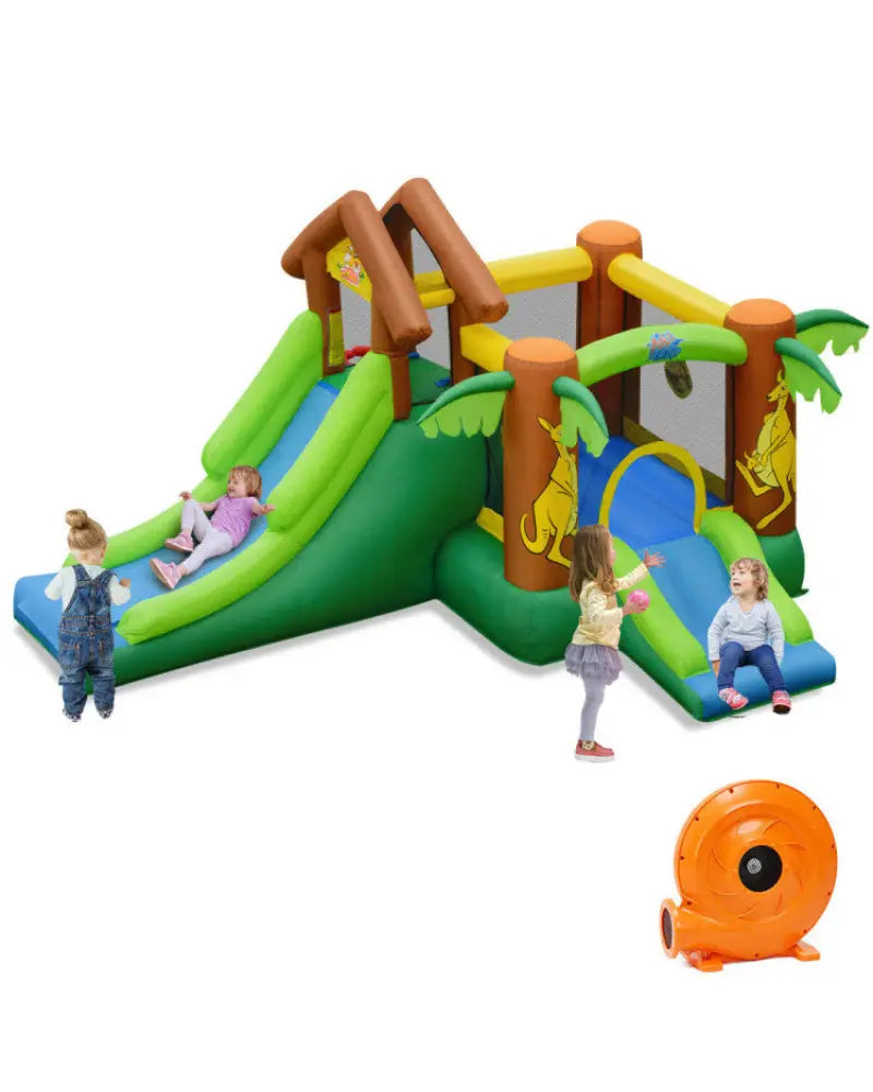 Kids Inflatable Jungle Bounce House Castle with 735W Blower - Bounce House