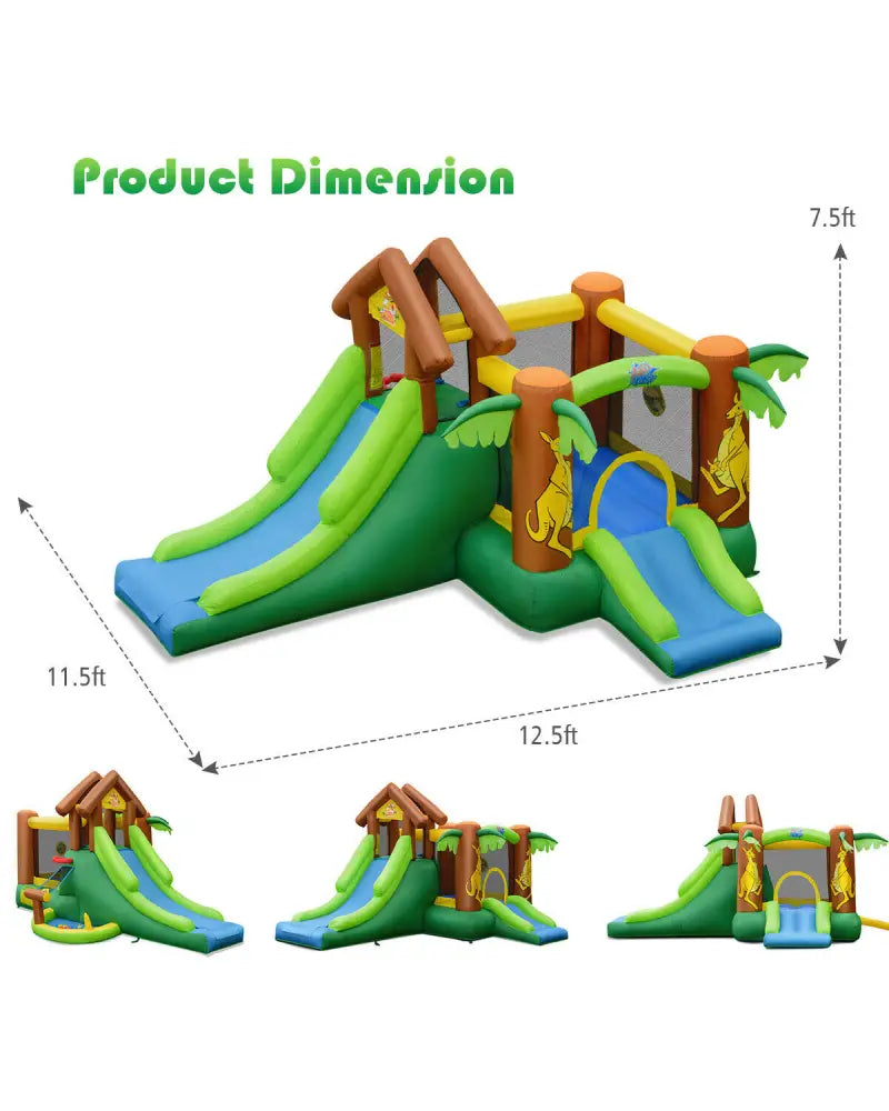 Kids Inflatable Jungle Bounce House Castle with 735W Blower - Bounce House