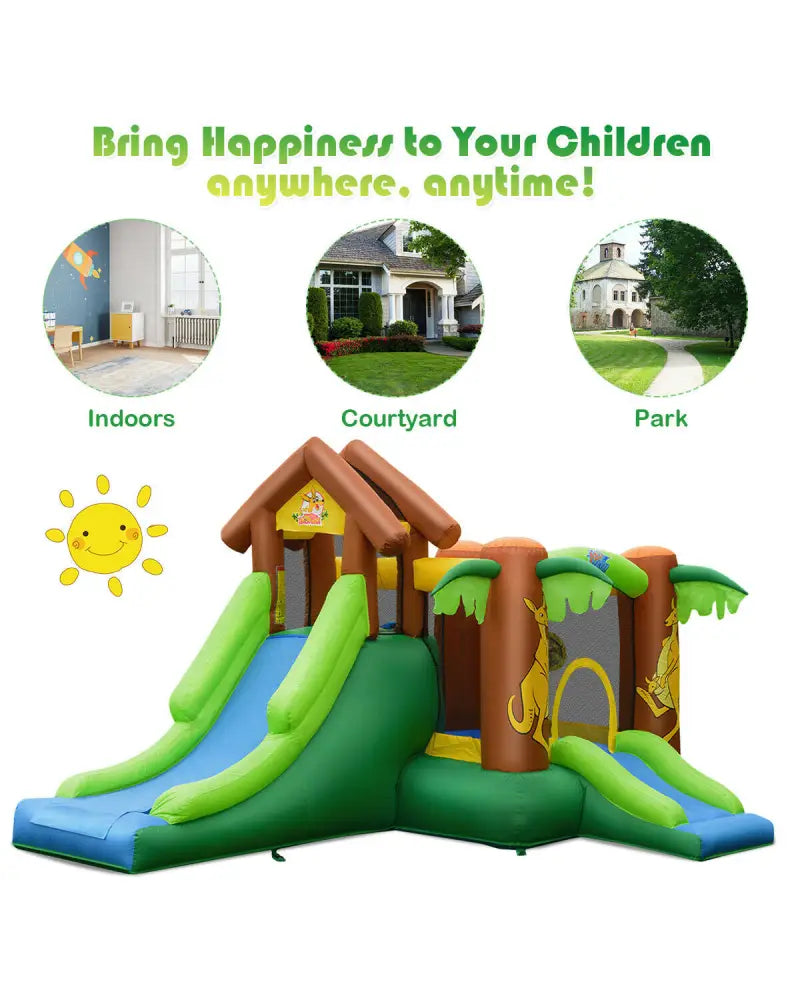 Kids Inflatable Jungle Bounce House Castle with 735W Blower - Bounce House