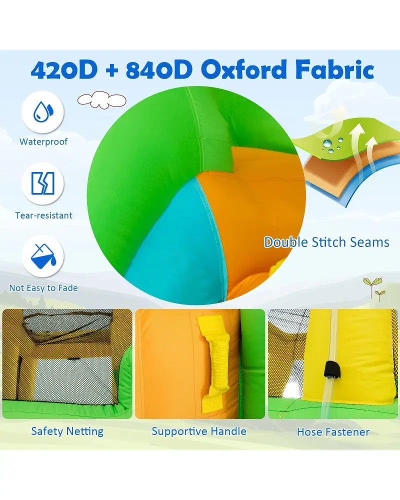 Kids Inflatable Water Park Bounce House with 480W Blower - Inflatable Water Slides