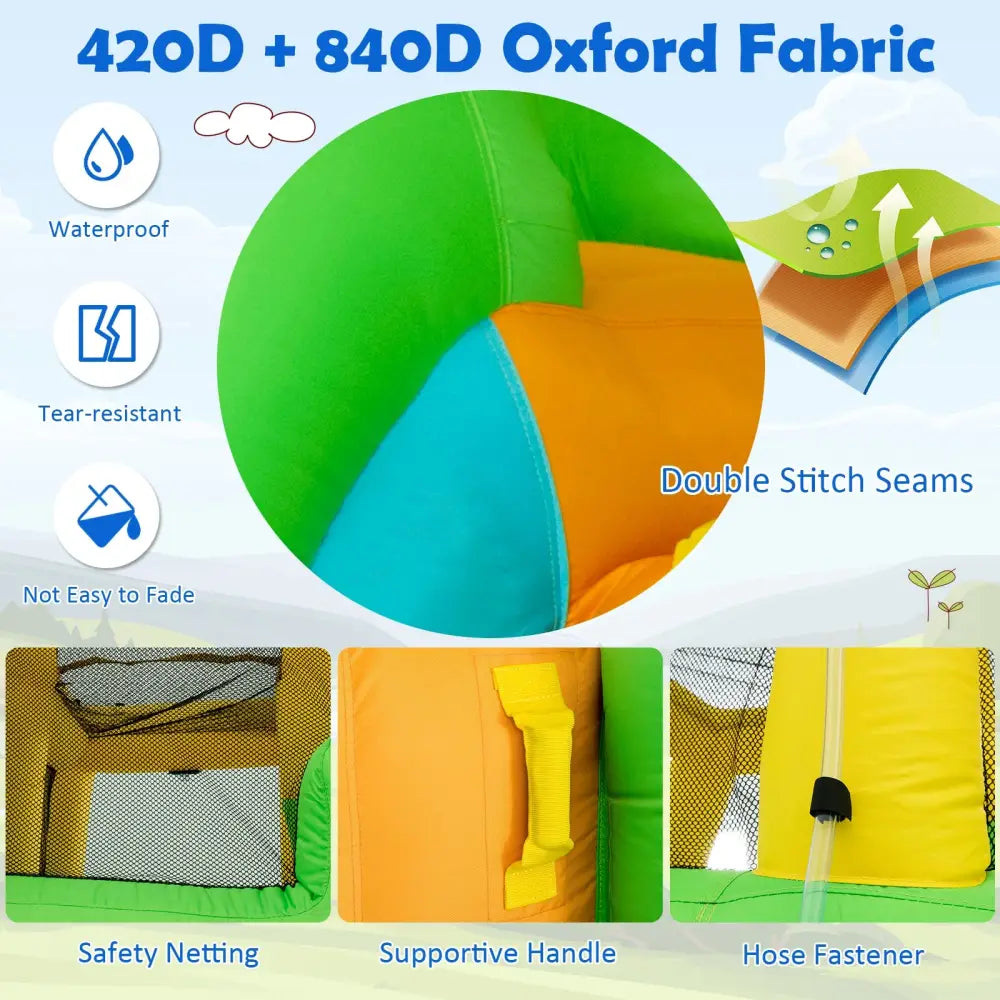 Kids Inflatable Water Park Bounce House with 480W Blower - Inflatable Water Slides