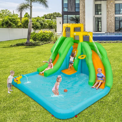 Kids Inflatable Water Park Bounce House with 480W Blower - Inflatable Water Slides