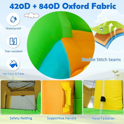 Kids Inflatable Water Park Bounce House with 480W Blower - Inflatable Water Slides