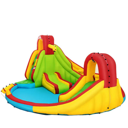 Kid’s Inflatable Water Slide Bounce House with Climbing Wall and Pool Without Blower - Inflatable Water Slides
