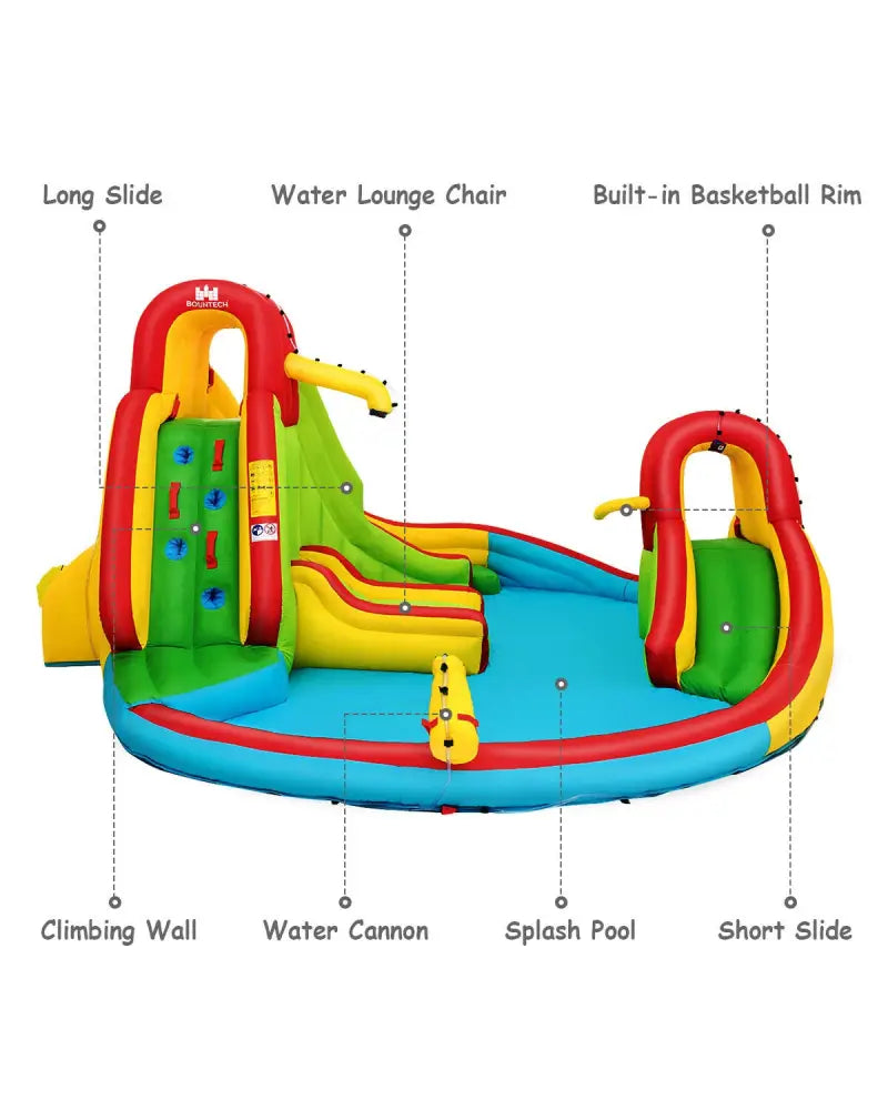 Kid’s Inflatable Water Slide Bounce House with Climbing Wall and Pool Without Blower - Inflatable Water Slides
