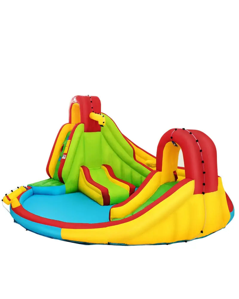 Kid’s Inflatable Water Slide Bounce House with Climbing Wall and Pool Without Blower - Inflatable Water Slides