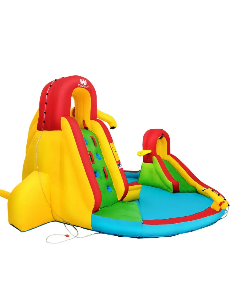 Kid’s Inflatable Water Slide Bounce House with Climbing Wall and Pool Without Blower - Inflatable Water Slides
