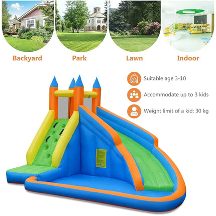 Kids Inflatable Water Slide Bouncing House with Carrying Bag and 480W Blower - Inflatable Water Slides