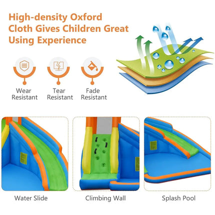 Kids Inflatable Water Slide Bouncing House with Carrying Bag and 480W Blower - Inflatable Water Slides