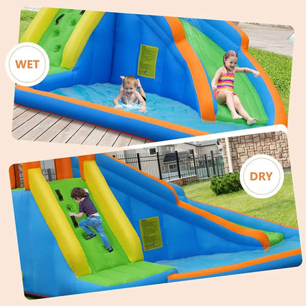 Kids Inflatable Water Slide Bouncing House with Carrying Bag and 480W Blower - Inflatable Water Slides