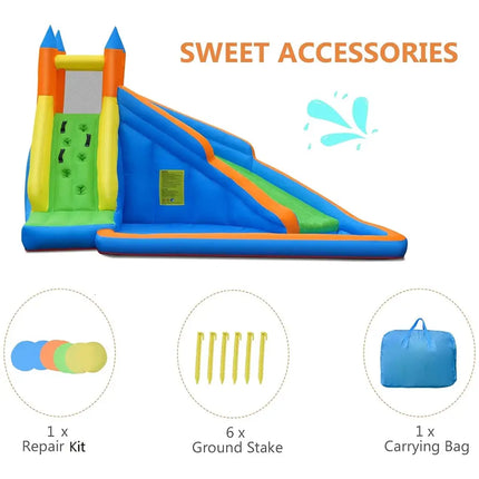 Kids Inflatable Water Slide Bouncing House with Carrying Bag and 480W Blower - Inflatable Water Slides