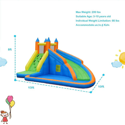 Kids Inflatable Water Slide Bouncing House with Carrying Bag and 480W Blower - Inflatable Water Slides