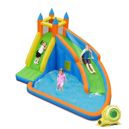 Kids Inflatable Water Slide Bouncing House with Carrying Bag and 480W Blower - Inflatable Water Slides