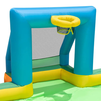 Kids Inflatable Water Slide with 2 Long Slides and 2 Soccer Gates with 1100W Blower - Multicolor - Outdoor Play