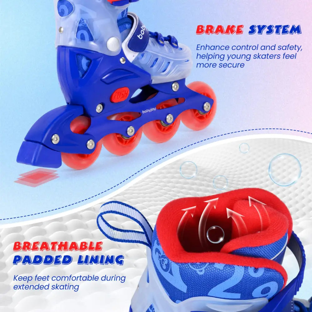 Kids Inline Skates with Light Up Wheels for Beginners Ages 9-14-Blue - Blue - Toy Sports