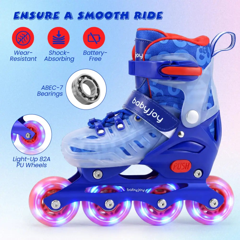Kids Inline Skates with Light Up Wheels for Beginners Ages 9-14-Blue - Blue - Toy Sports