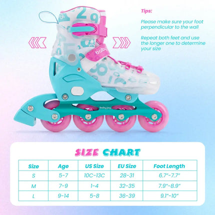 Kids Inline Skates with Light Up Wheels for Beginners Ages 9-14-Pink and Blue - Pink & Blue - Toy Sports