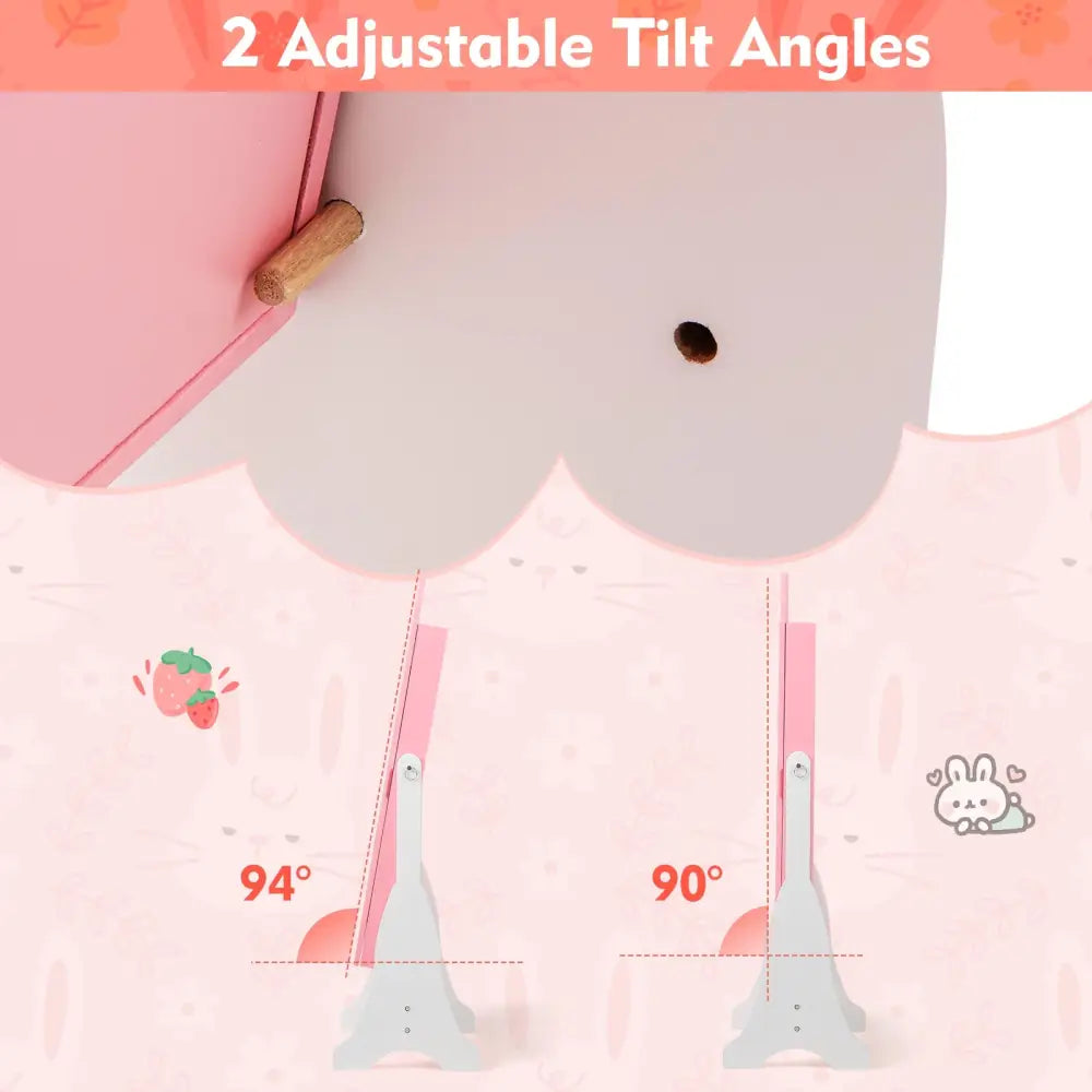 Kids Jewelry Armoire Cabinet with 2 Tilt Angles and Large Capacity-Pink - Pink - Kids Vanities