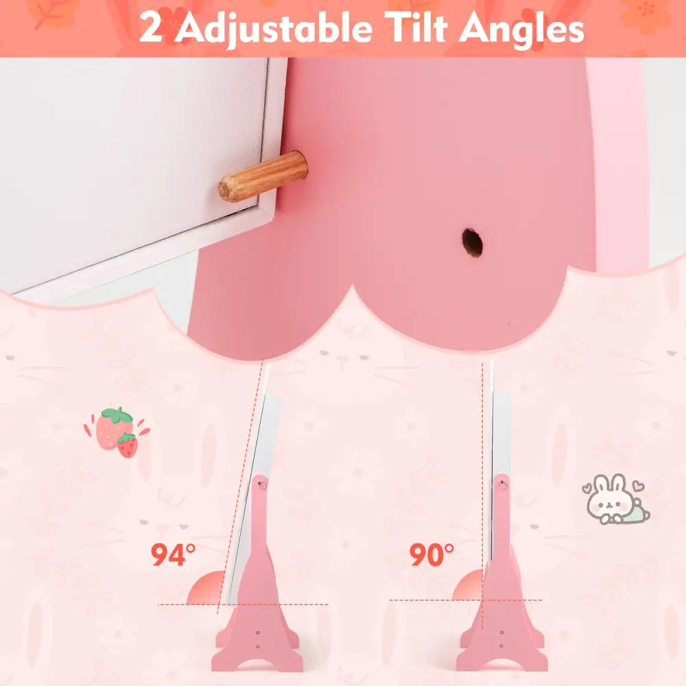 Kids Jewelry Armoire Cabinet with 2 Tilt Angles and Large Capacity-White - White - Kids Vanities