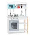 Kids Kitchen Cookware Pretend Cooking Food Play Set - Gray & White - Play Kitchen Sets