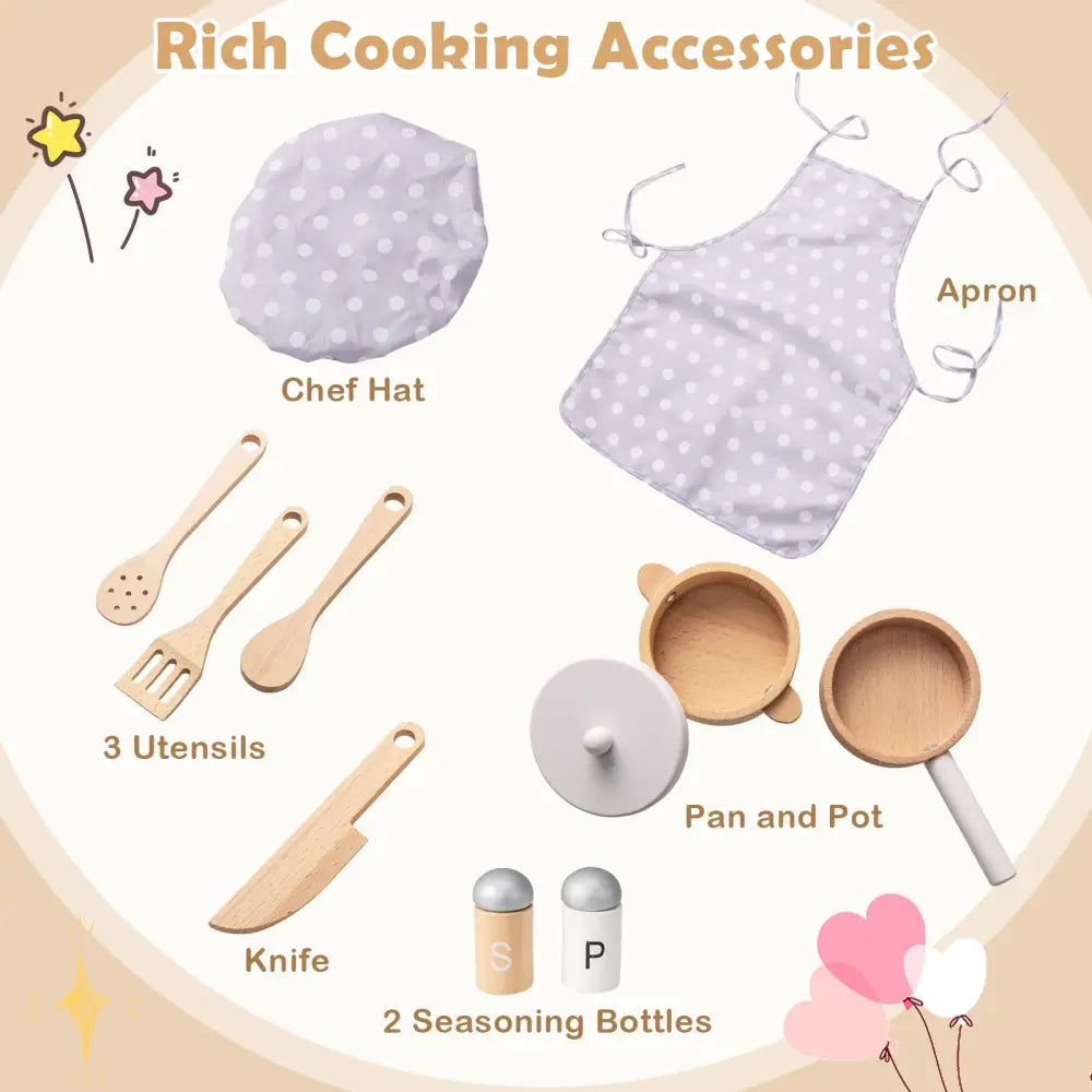 Kids Kitchen Playset with Cooking Accessories and Storage-White - White - Play Kitchen Sets