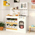 Kids Kitchen Playset with Cooking Accessories and Toy Cuttable Veggies-White - White - Play Kitchen Sets