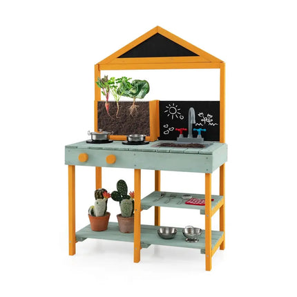 Kids Kitchen Playset with Root Viewer Planter and Rotatable Faucet - Play Kitchen Sets