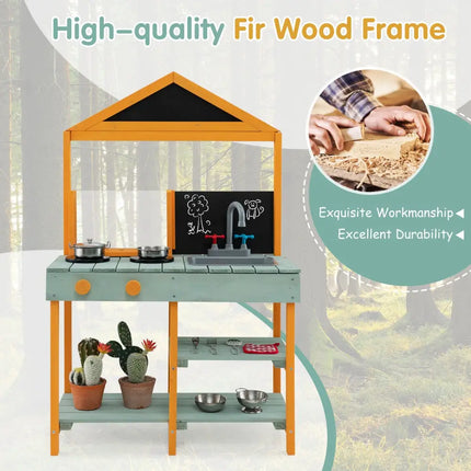 Kids Kitchen Playset with Root Viewer Planter and Rotatable Faucet - Play Kitchen Sets