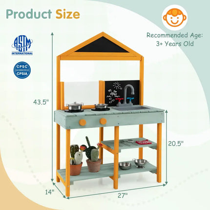 Kids Kitchen Playset with Root Viewer Planter and Rotatable Faucet - Play Kitchen Sets