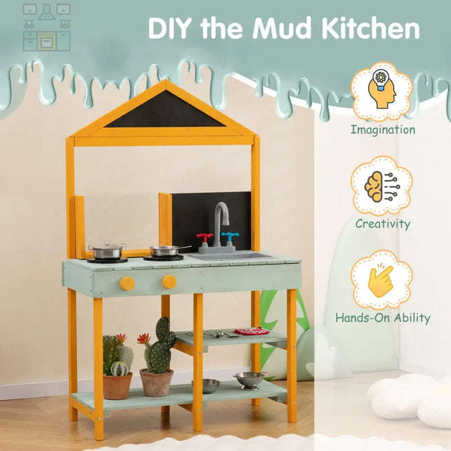 Kids Kitchen Playset with Root Viewer Planter and Rotatable Faucet - Play Kitchen Sets