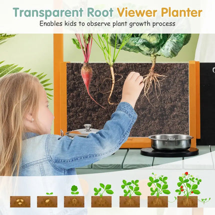 Kids Kitchen Playset with Root Viewer Planter and Rotatable Faucet - Play Kitchen Sets