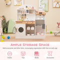 Kids Kitchen Set Wooden with Coffee Makers and Accessories-White - White - Play Kitchen Sets