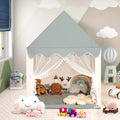 Kids Large Play Castle Fairy Tent with Mat-Beige - Beige - Play Tents & Playhouse