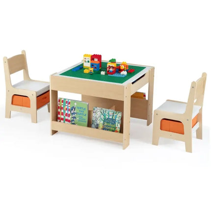 Kids Learning & Play Essentials Bundle ” Bookshelf + 4-in-1 Activity Table Set + 360° Swivel Chair - Kids Table & Chair