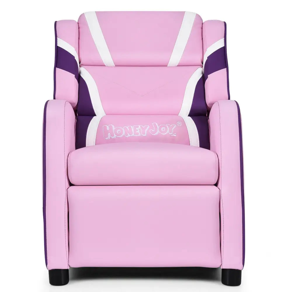 Kids Leather Recliner Chair with Side Pockets-Pink - Pink - Kids Chairs & Seating