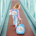 Kids Luggage Set with 14 Inches Carry - on Hardside Spinner Toddler Luggage and 10 Inches Backpack - Blue - Oasis Home Essentials