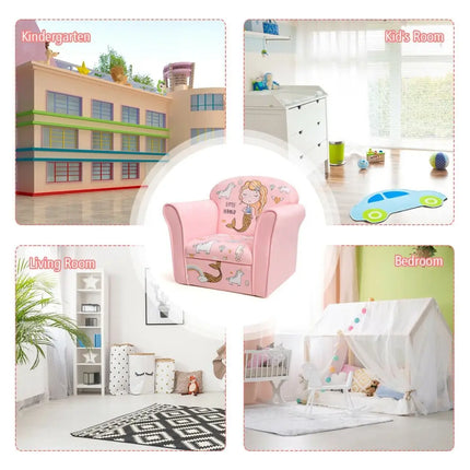 Kids Mermaid Armrest Couch Upholstered Sofa - Oasis Home Essentials