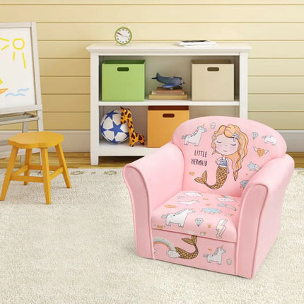 Kids Mermaid Armrest Couch Upholstered Sofa - Oasis Home Essentials