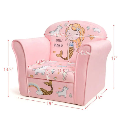 Kids Mermaid Armrest Couch Upholstered Sofa - Oasis Home Essentials