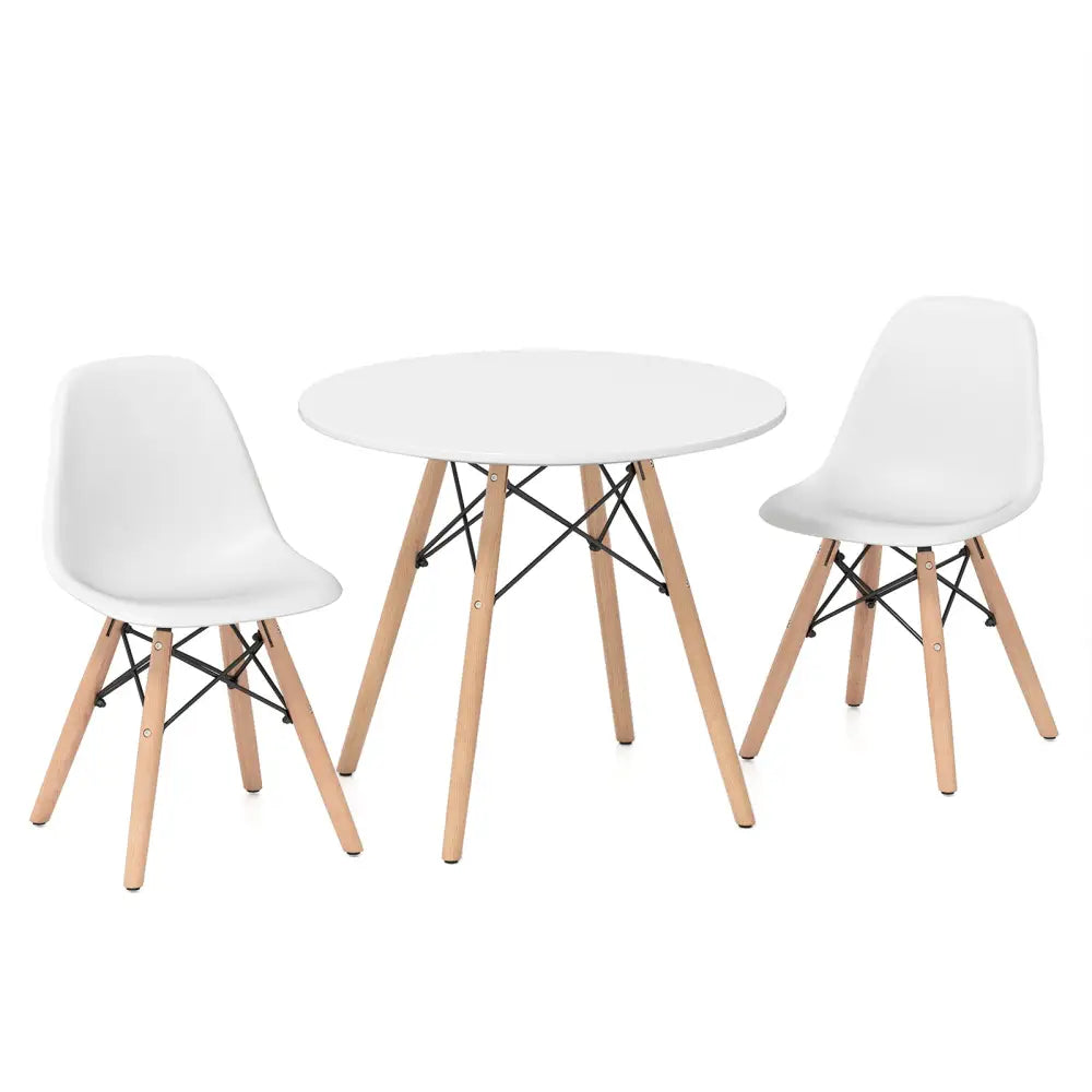 Kid’s Modern Dining Table Set with 2 Armless Chairs - White - Kids Table & Chair Sets