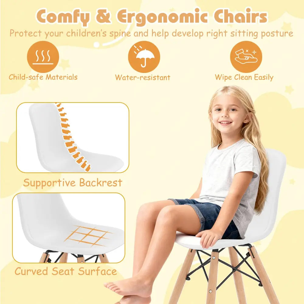 Kid’s Modern Dining Table Set with 2 Armless Chairs - White - Kids Table & Chair Sets