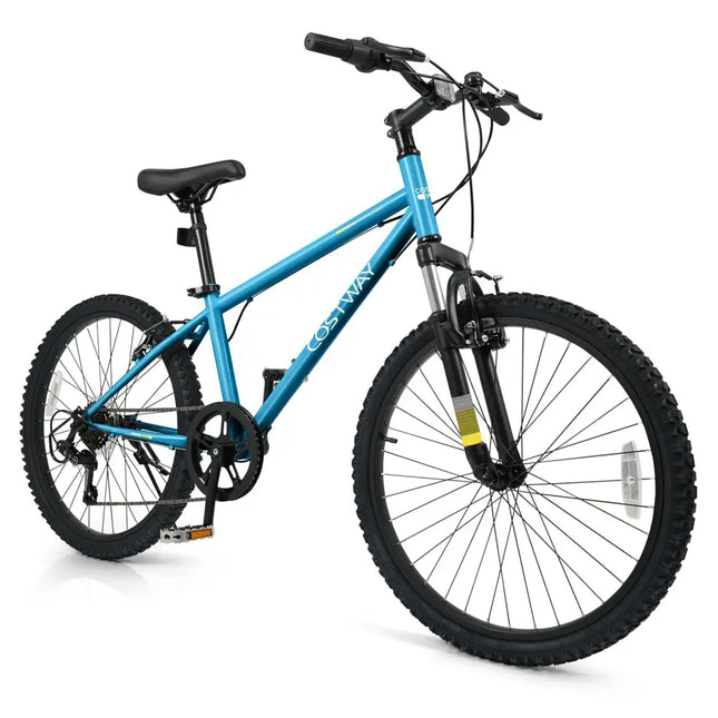Kids Mountain Bike 20 24 Inch Child Bicycle for Boys Girls Aged 8+ Years Old Blue - 24 Inch - Oasis Home Essentials
