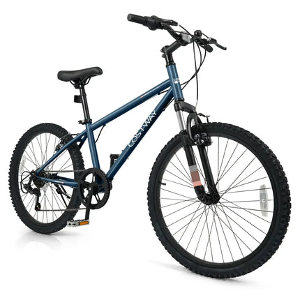 Kids Mountain Bike 20 24 Inch Child Bicycle for Boys Girls Aged 8+ Years Old Navy - 24 Inch - Oasis Home Essentials