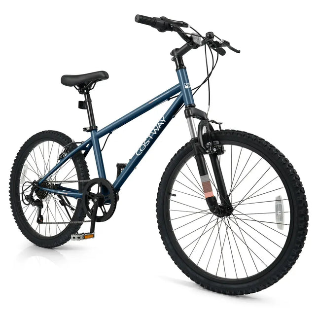 Kids Mountain Bike 20 24 Inch Child Bicycle for Boys Girls Aged 8+ Years Old Navy - 24 Inch - Oasis Home Essentials