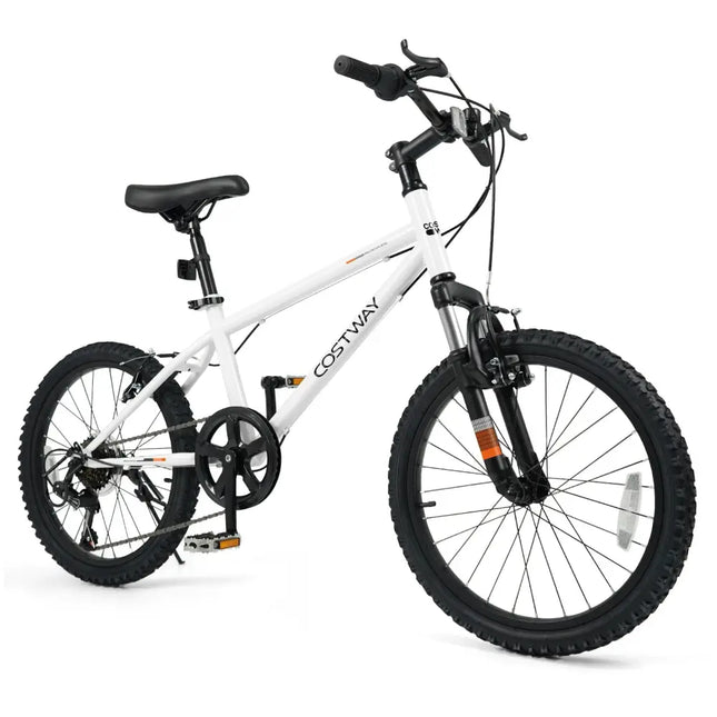 Kids Mountain Bike 20 24 Inch Child Bicycle for Boys Girls Aged 8+ Years Old White - 20 Inch - Oasis Home Essentials
