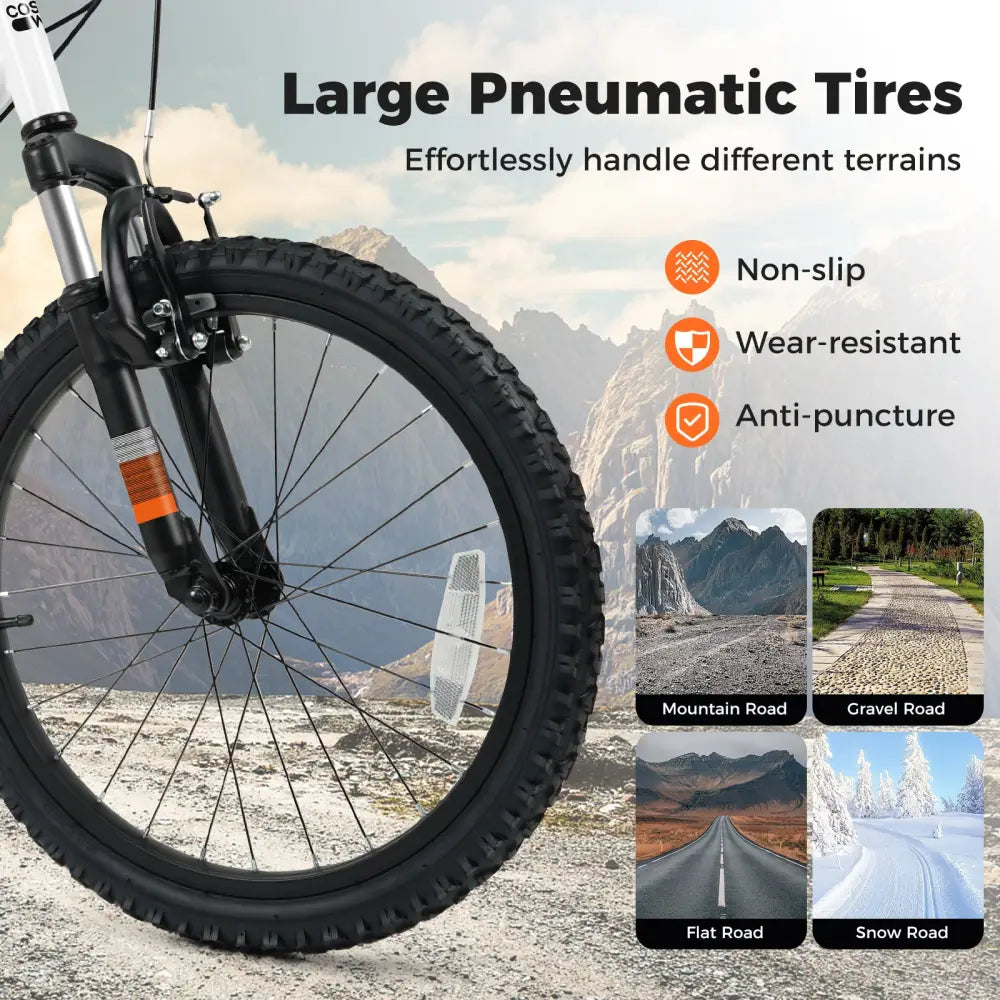Kids Mountain Bike 20 24 Inch Child Bicycle for Boys Girls Aged 8+ Years Old White-20 Inch - White - Kids Bike