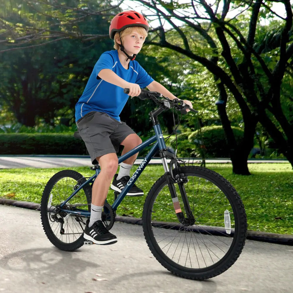 Kids Mountain Bike 20 24 Inch Child Bicycle for Boys Girls Aged 8+ Years Old Navy-24 Inch - Navy - Kids Bike
