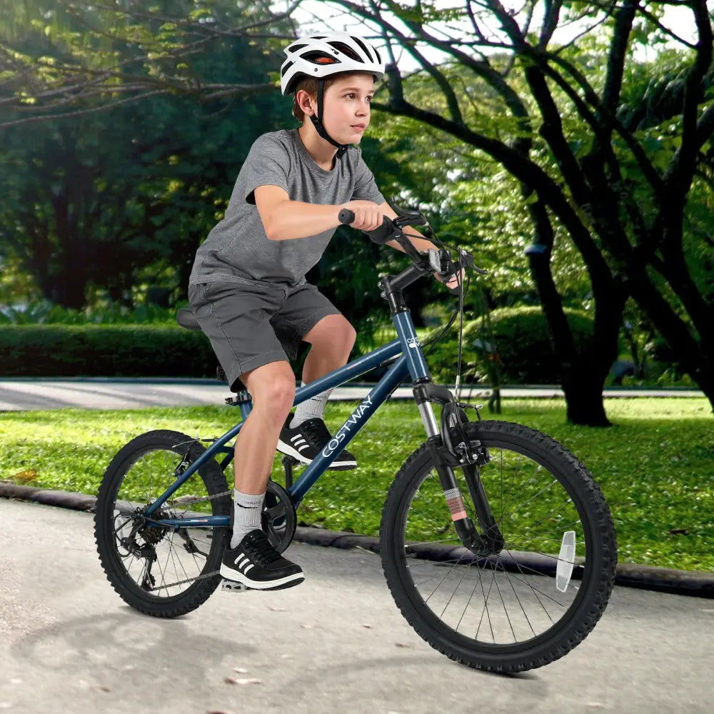 Kids Mountain Bike 20 24 Inch Child Bicycle for Boys Girls Aged 8+ Years Old Navy-20 Inch - Navy - Kids Bike