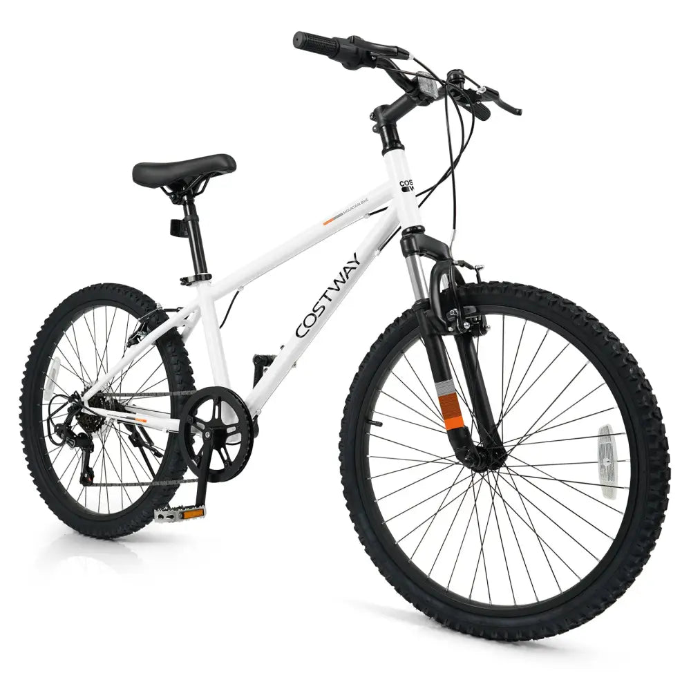 Kids Mountain Bike 20 24 Inch Child Bicycle for Boys Girls Aged 8+ Years Old White-24 Inch - White - Kids Bike