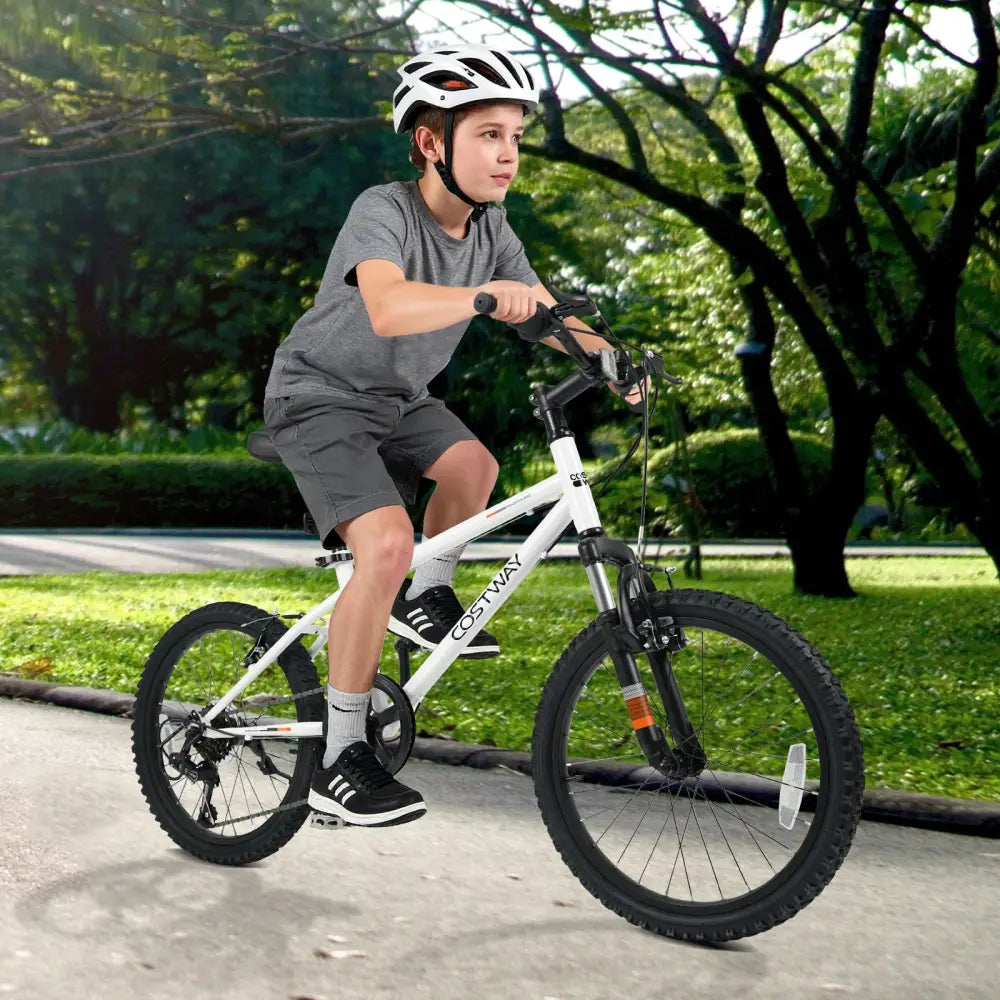 Kids Mountain Bike 20 24 Inch Child Bicycle for Boys Girls Aged 8+ Years Old White-20 Inch - White - Kids Bike